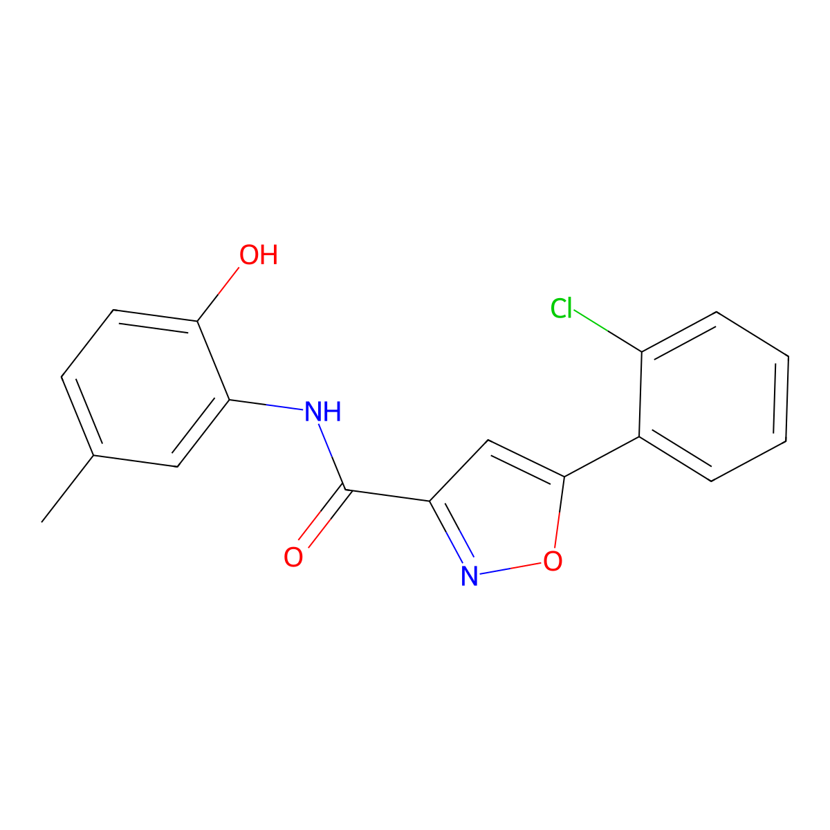 5-(2-chlorophenyl)-N-(2-hydroxy-5-methylphenyl)-1,2-oxazole-3-carboxamide molecular structure, CAS 725698-17-9