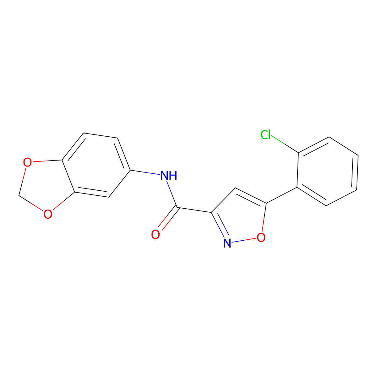 N-(1,3-benzodioxol-5-yl)-5-(2-chlorophenyl)-1,2-oxazole-3-carboxamide molecular structure, CAS 725698-18-0