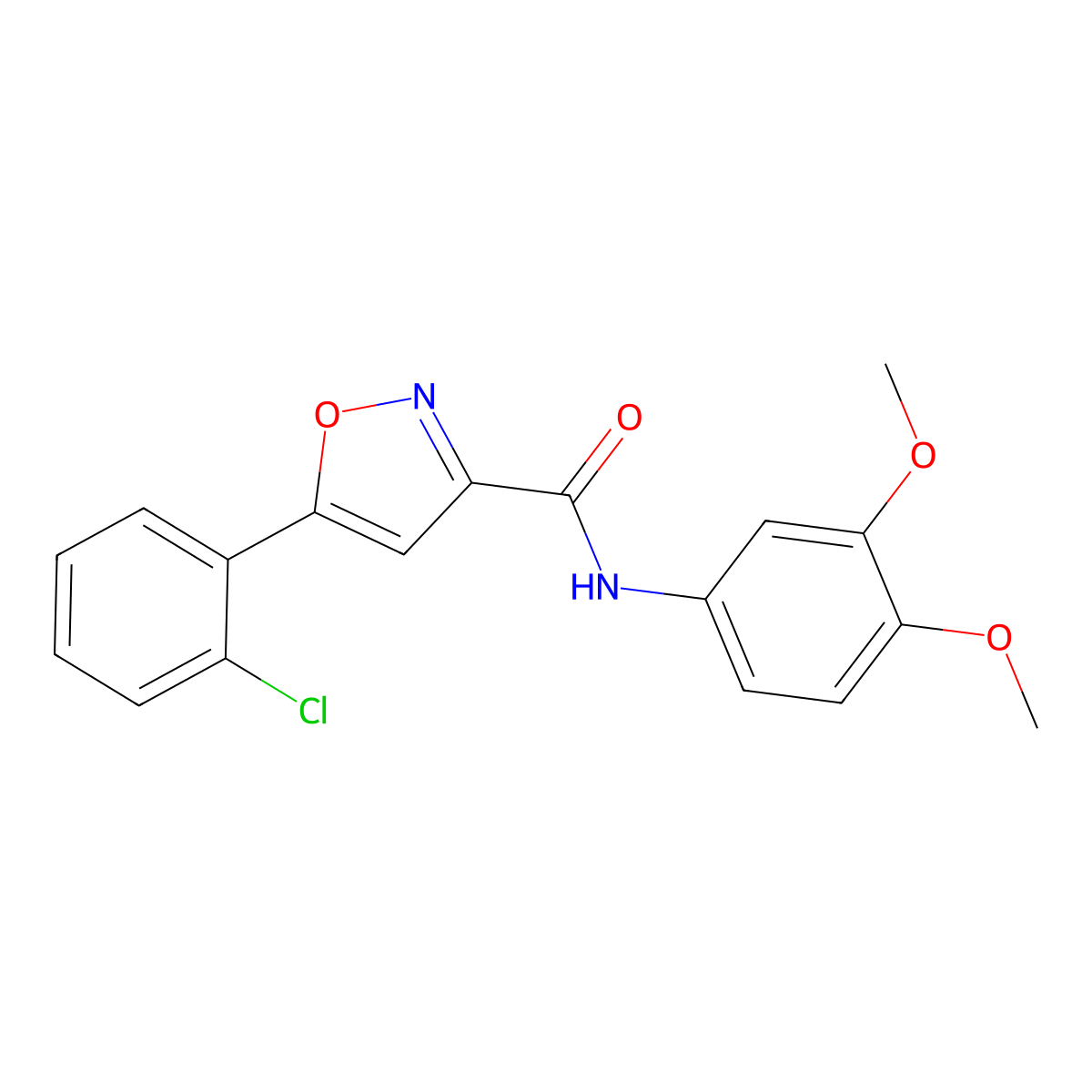 5-(2-chlorophenyl)-N-(3,4-dimethoxyphenyl)-1,2-oxazole-3-carboxamide molecular structure, CAS 725698-19-1