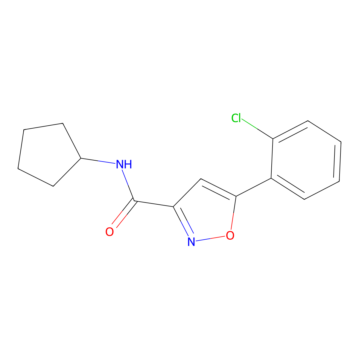 5-(2-chlorophenyl)-N-cyclopentyl-1,2-oxazole-3-carboxamide molecular structure, CAS 725698-26-0