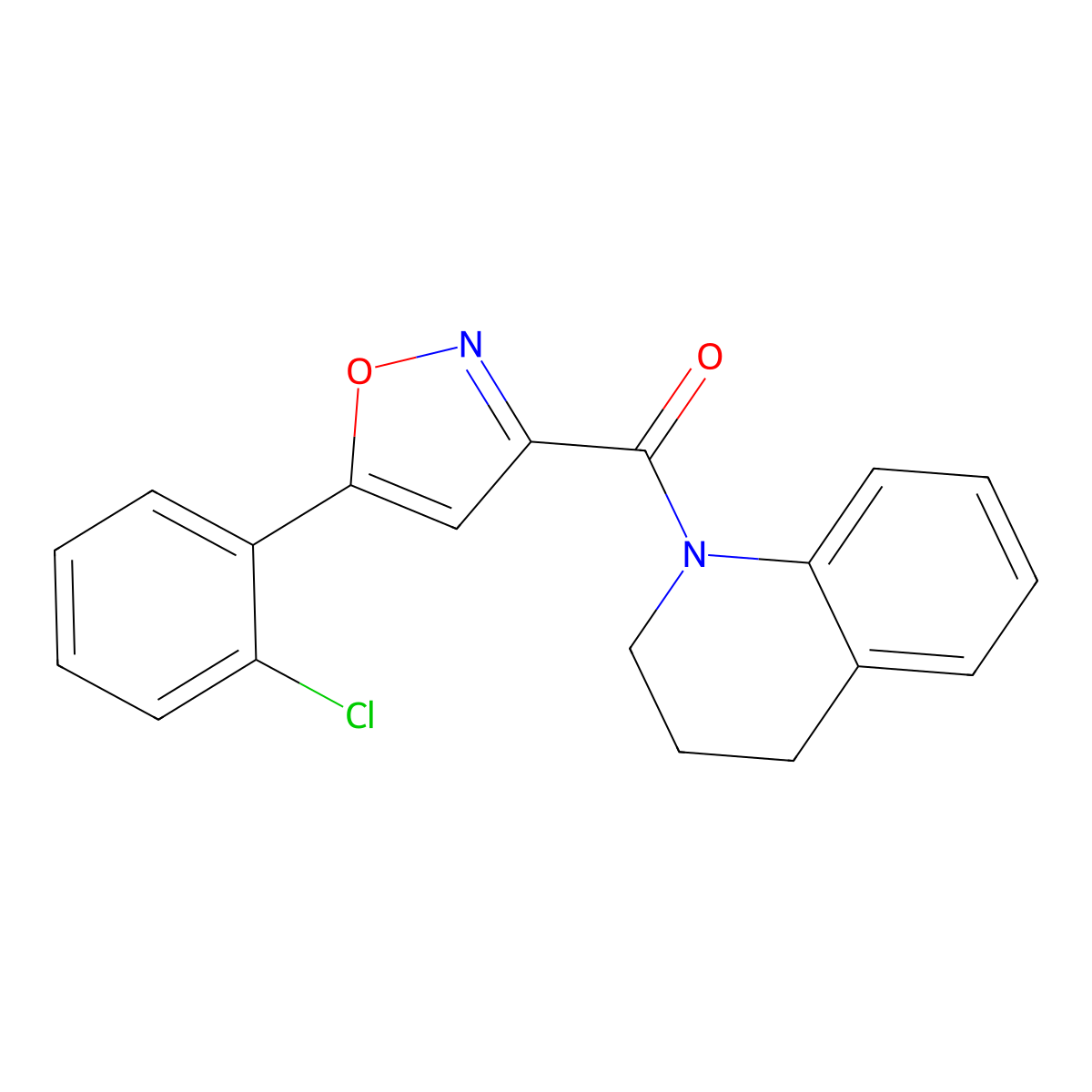 [5-(2-chlorophenyl)-1,2-oxazol-3-yl]-(3,4-dihydro-2H-quinolin-1-yl)methanone molecular structure, CAS 725698-29-3