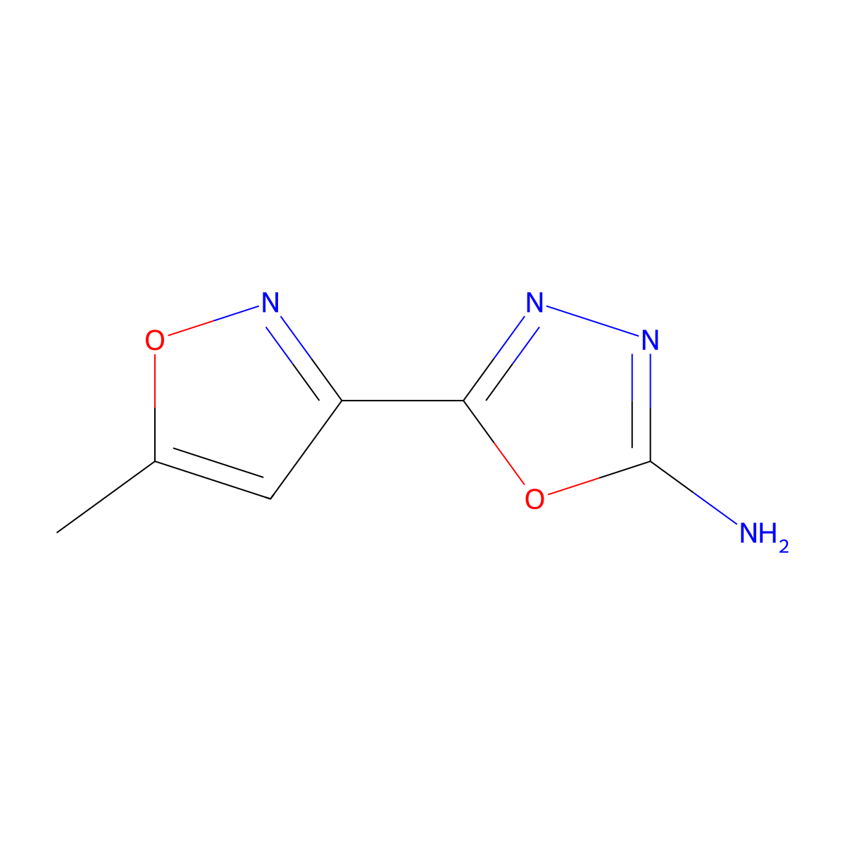 5-(5-Methyl-1,2-oxazol-3-yl)-1,3,4-oxadiazol-2-amine molecular structure, CAS 725698-89-5