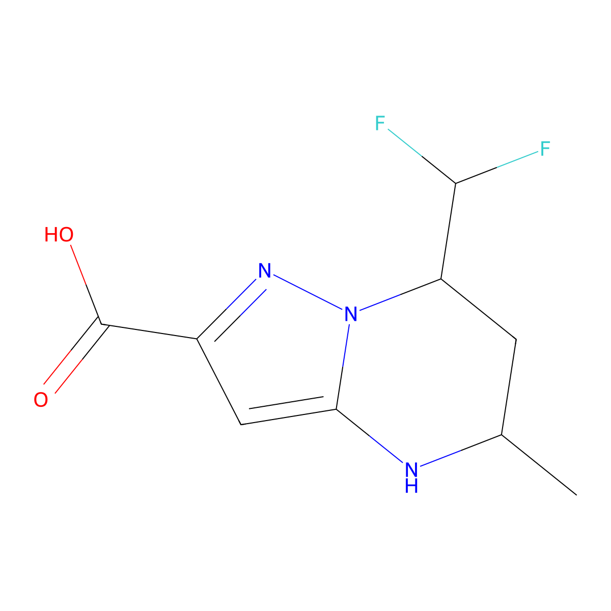 7-(Difluoromethyl)-5-methyl-4,5,6,7-tetrahydropyrazolo[1,5-a]pyrimidine-2-carboxylic acid molecular structure, CAS 725699-03-6