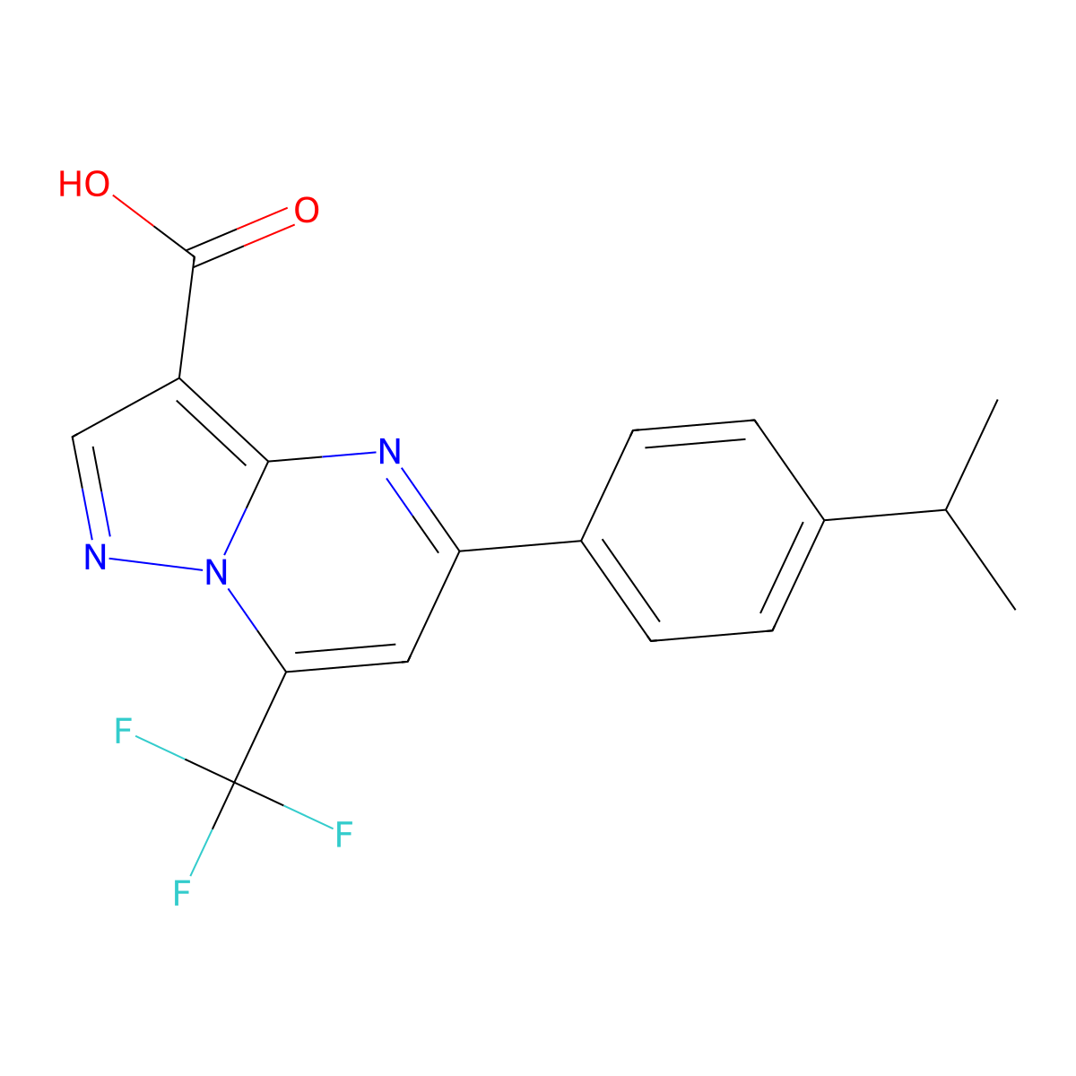 5-(4-Isopropylphenyl)-7-(trifluoromethyl)pyrazolo[1,5-a]pyrimidine-3-carboxylic acid molecular structure, CAS 725699-04-7