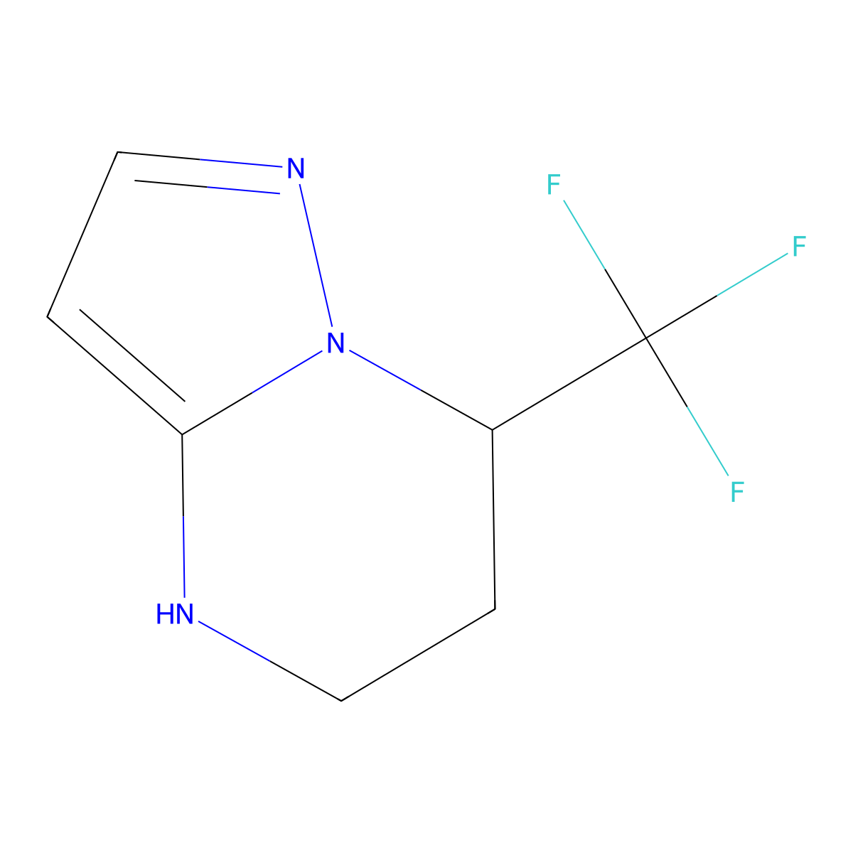 7-(trifluoromethyl)-4H,5H,6H,7H-pyrazolo(1,5-a)pyrimidine molecular structure, CAS 725699-19-4