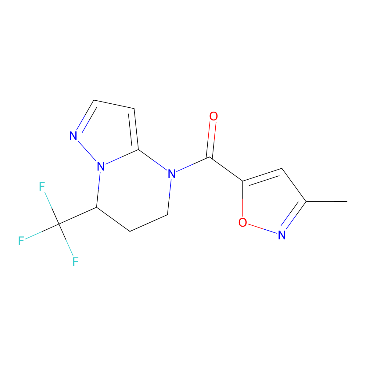 4-[(3-Methyl-5-isoxazolyl)carbonyl]-7-(trifluoromethyl)-4,5,6,7-tetrahydropyrazolo[1,5-a]pyrimidine molecular structure, CAS 725699-20-7