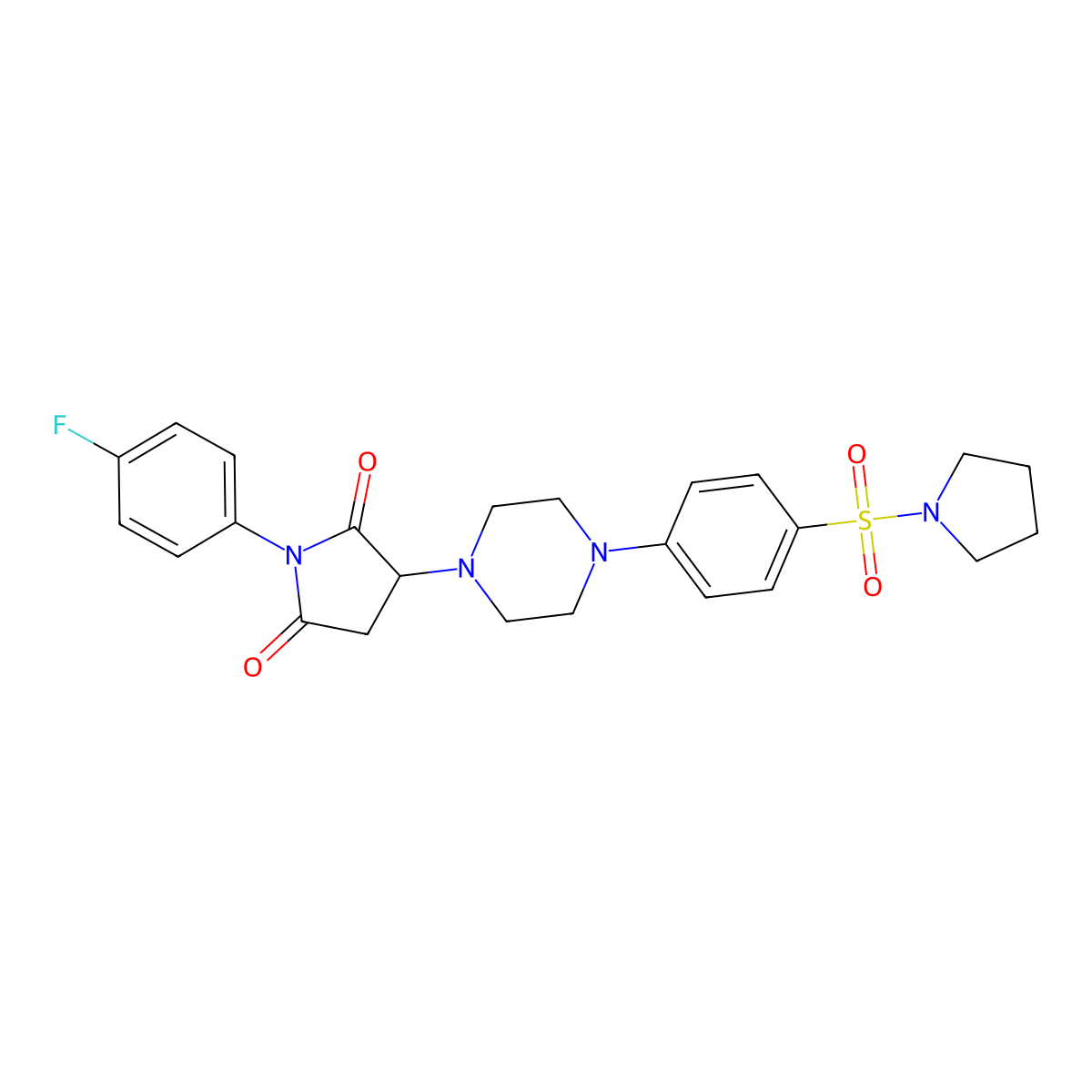 1-(4-Fluorophenyl)-3-{4-[4-(1-pyrrolidinylsulfonyl)phenyl]-1-piperazinyl}-2,5-pyrrolidinedione molecular structure, CAS 725699-56-9