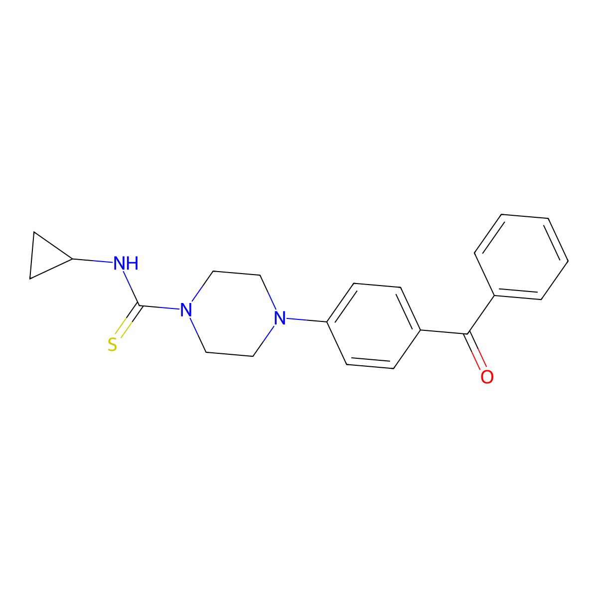 4-(4-benzoylphenyl)-N-cyclopropylpiperazine-1-carbothioamide molecular structure, CAS 725699-58-1