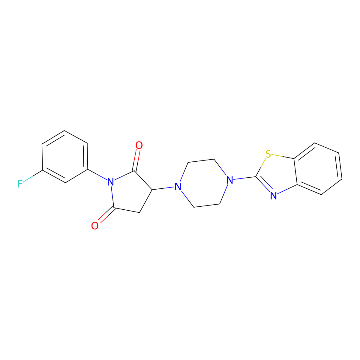 3-[4-(1,3-Benzothiazol-2-yl)piperazin-1-yl]-1-(3-fluorophenyl)pyrrolidine-2,5-dione molecular structure, CAS 725699-60-5