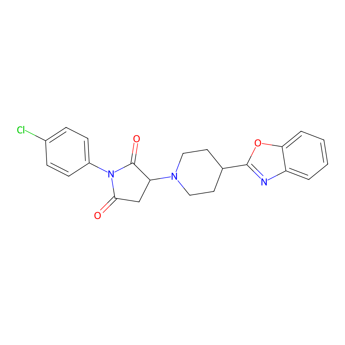 3-[4-(1,3-Benzoxazol-2-yl)piperidin-1-yl]-1-(4-chlorophenyl)pyrrolidine-2,5-dione molecular structure, CAS 725699-77-4
