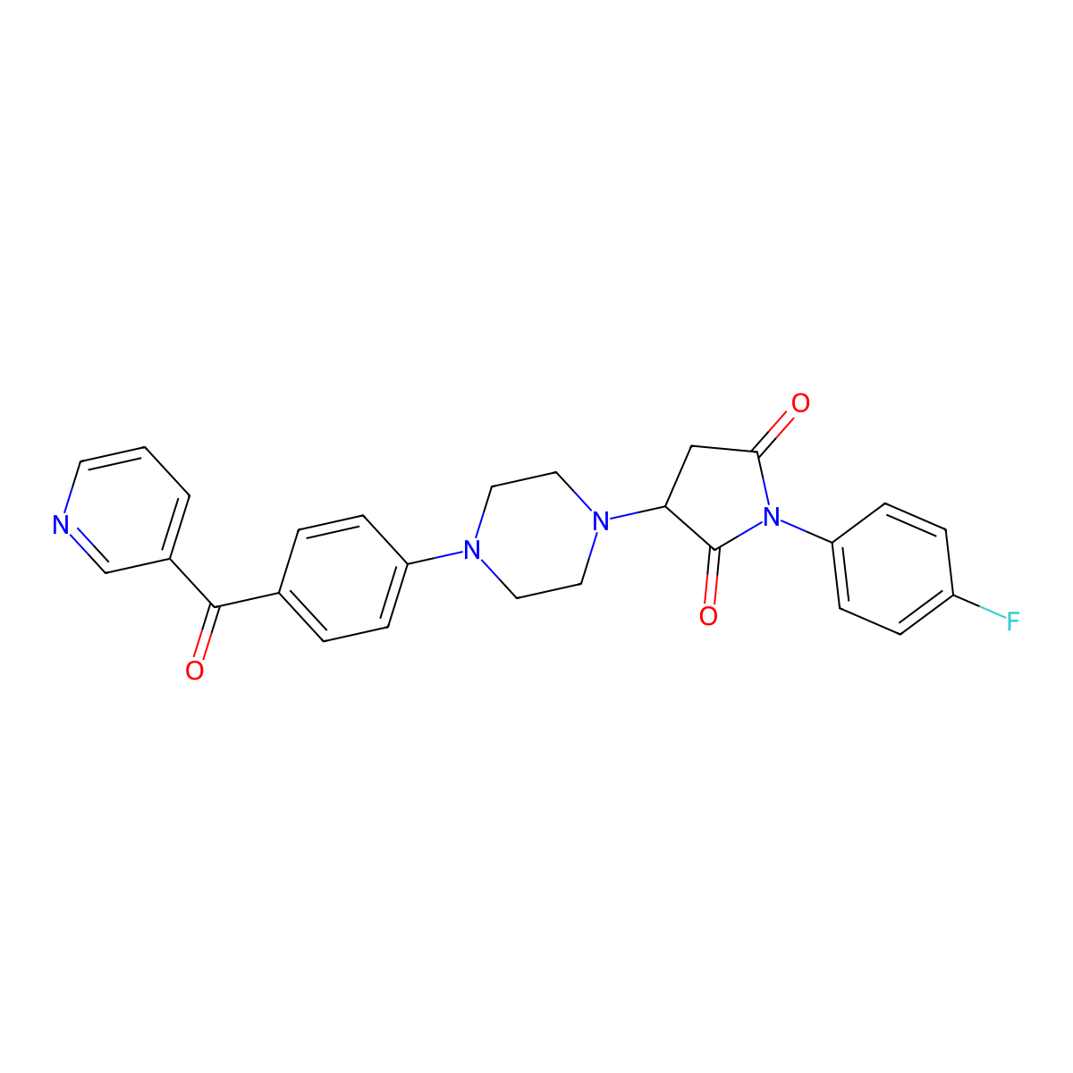 1-(4-Fluorophenyl)-3-[4-[4-(pyridine-3-carbonyl)phenyl]piperazin-1-yl]pyrrolidine-2,5-dione molecular structure, CAS 725699-81-0