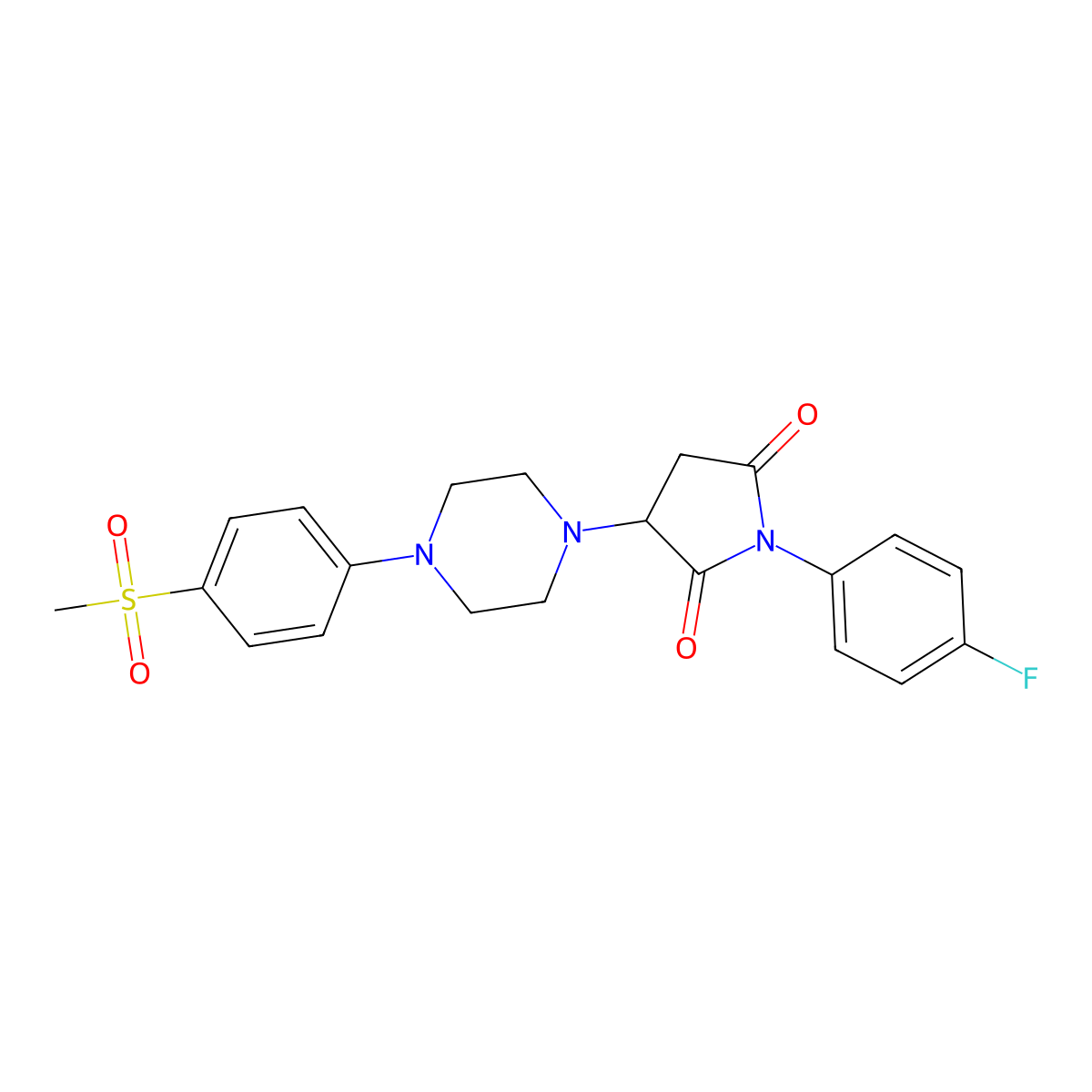 1-(4-Fluorophenyl)-3-[4-(4-methylsulfonylphenyl)piperazin-1-yl]pyrrolidine-2,5-dione molecular structure, CAS 725699-91-2