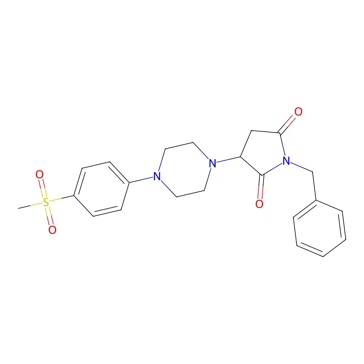 1-Benzyl-3-[4-(4-methylsulfonylphenyl)piperazin-1-yl]pyrrolidine-2,5-dione molecular structure, CAS 725699-95-6