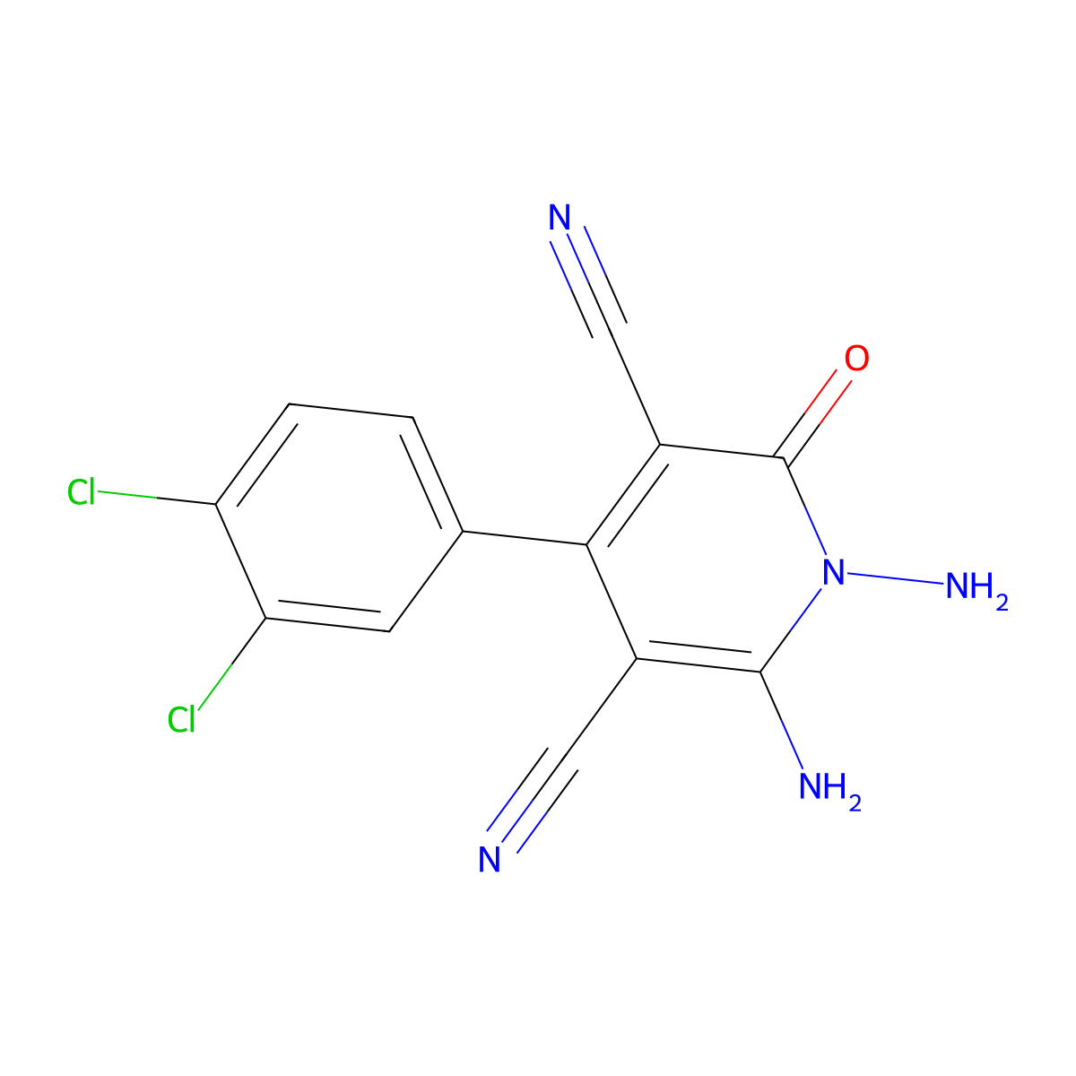 1,6-Diamino-4-(3,4-dichlorophenyl)-2-oxo-1,2-dihydropyridine-3,5-dicarbonitrile molecular structure, CAS 725699-99-0