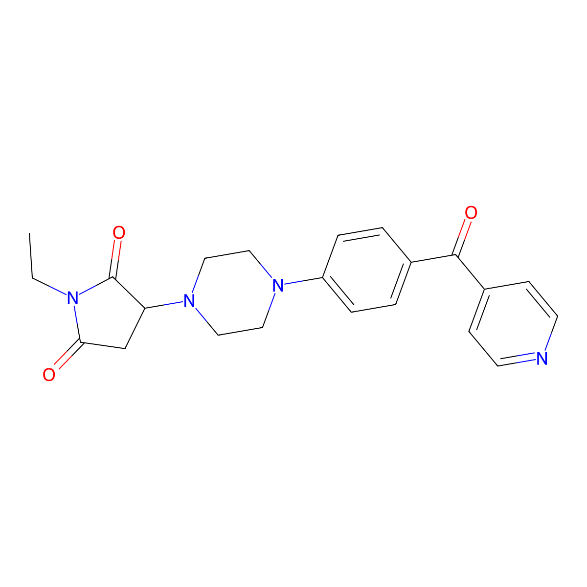 1-Ethyl-3-[4-[4-(pyridine-4-carbonyl)phenyl]piperazin-1-yl]pyrrolidine-2,5-dione molecular structure, CAS 725700-02-7