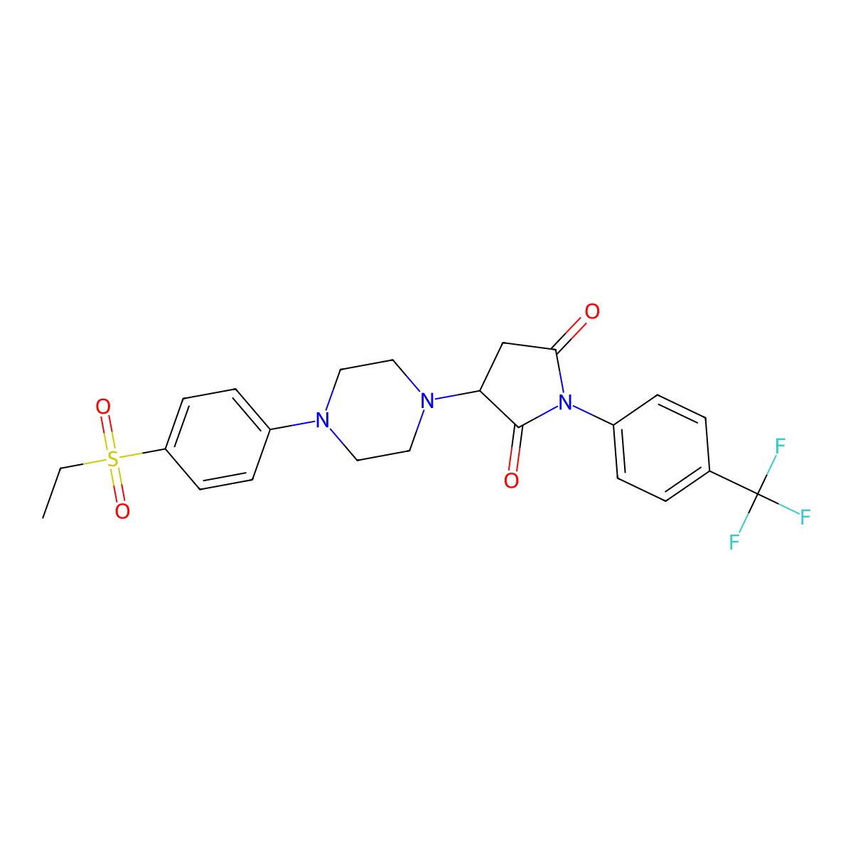 3-[4-(4-Ethylsulfonylphenyl)piperazin-1-yl]-1-[4-(trifluoromethyl)phenyl]pyrrolidine-2,5-dione molecular structure, CAS 725700-11-8
