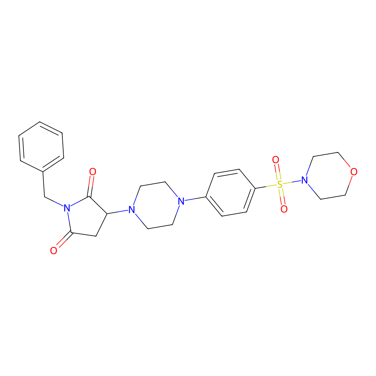 1-Benzyl-3-{4-[4-(4-morpholinylsulfonyl)phenyl]-1-piperazinyl}-2,5-pyrrolidinedione molecular structure, CAS 725700-22-1