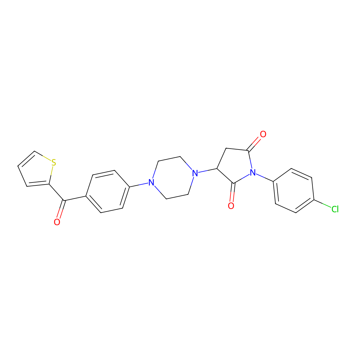 1-(4-Chlorophenyl)-3-[4-[4-(thiophene-2-carbonyl)phenyl]piperazin-1-yl]pyrrolidine-2,5-dione molecular structure, CAS 725700-30-1