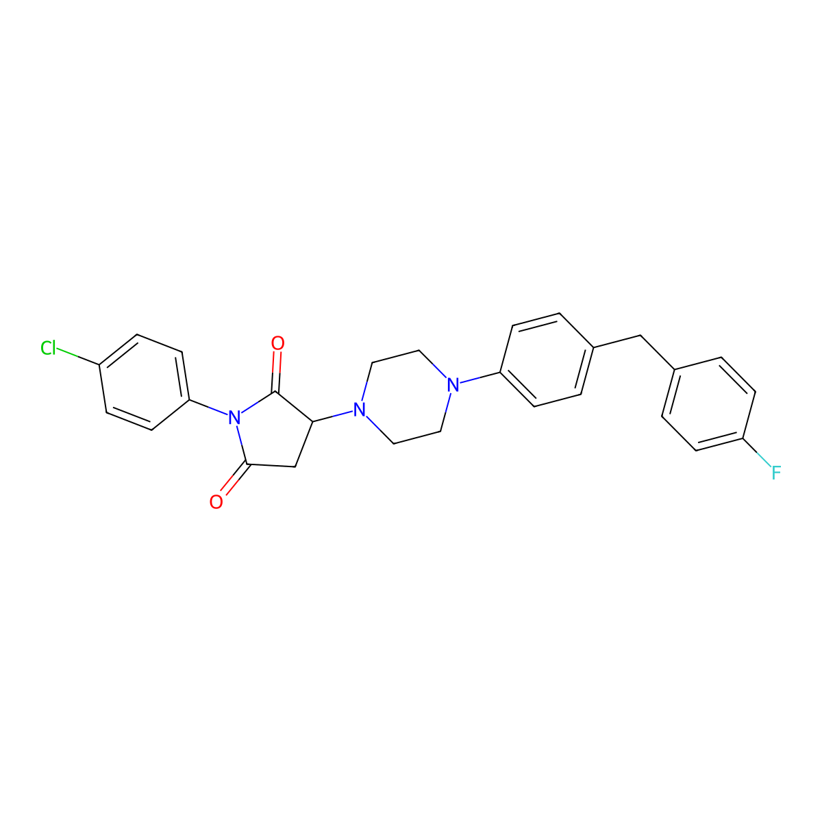 1-(4-Chlorophenyl)-3-{4-[4-(4-fluorobenzyl)phenyl]piperazin-1-yl}pyrrolidine-2,5-dione molecular structure, CAS 725700-42-5