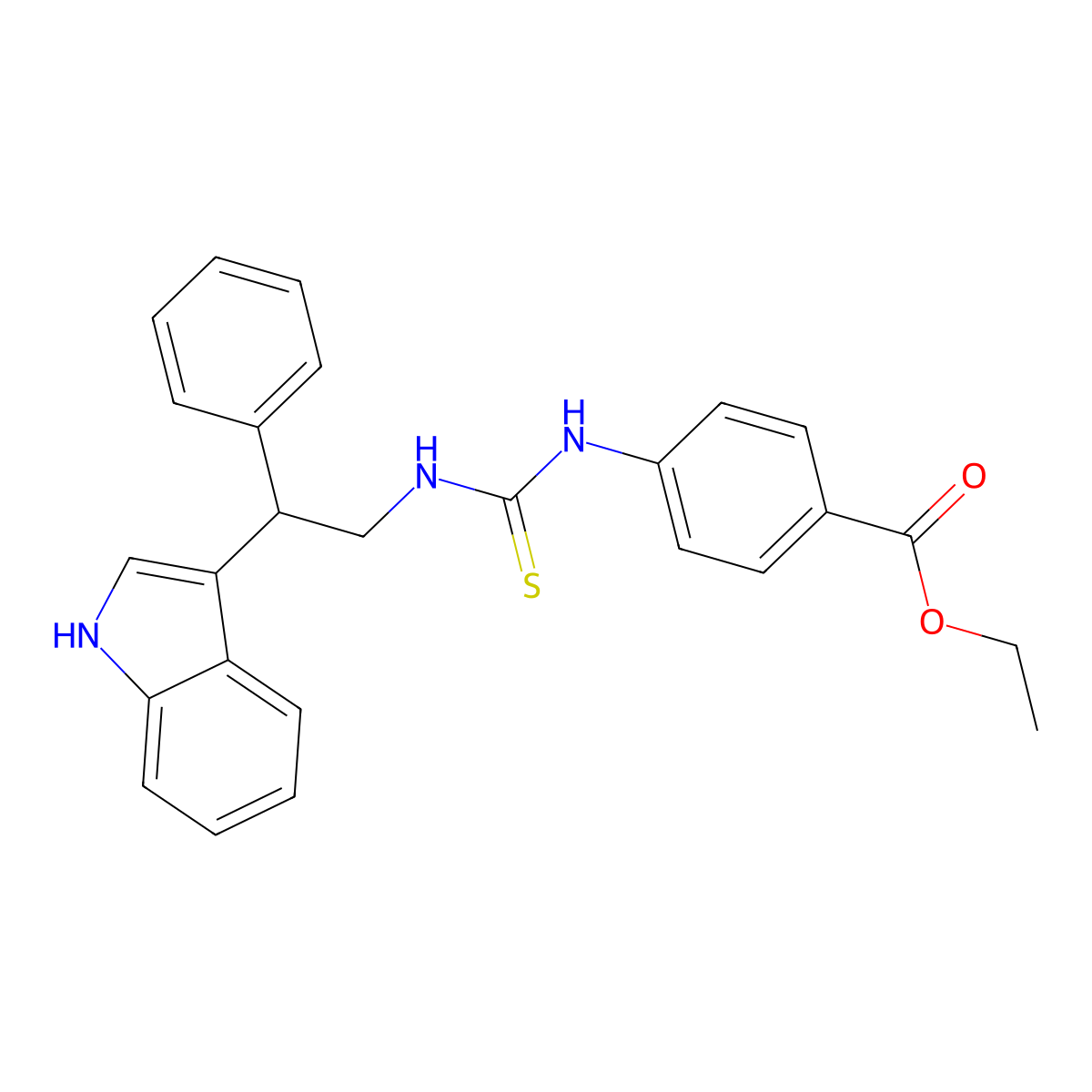 ethyl 4-({[2-(1H-indol-3-yl)-2-phenylethyl]carbamothioyl}amino)benzoate molecular structure, CAS 725700-62-9