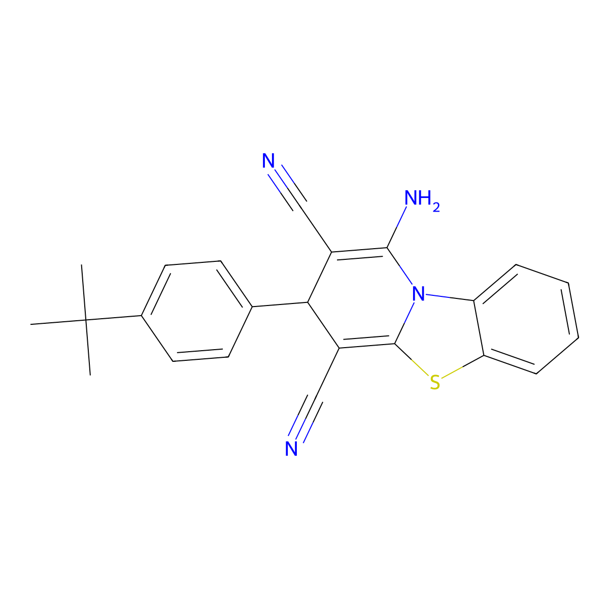 1-amino-3-(4-tert-butylphenyl)-3H-pyrido[2,1-b][1,3]benzothiazole-2,4-dicarbonitrile molecular structure, CAS 725703-58-2