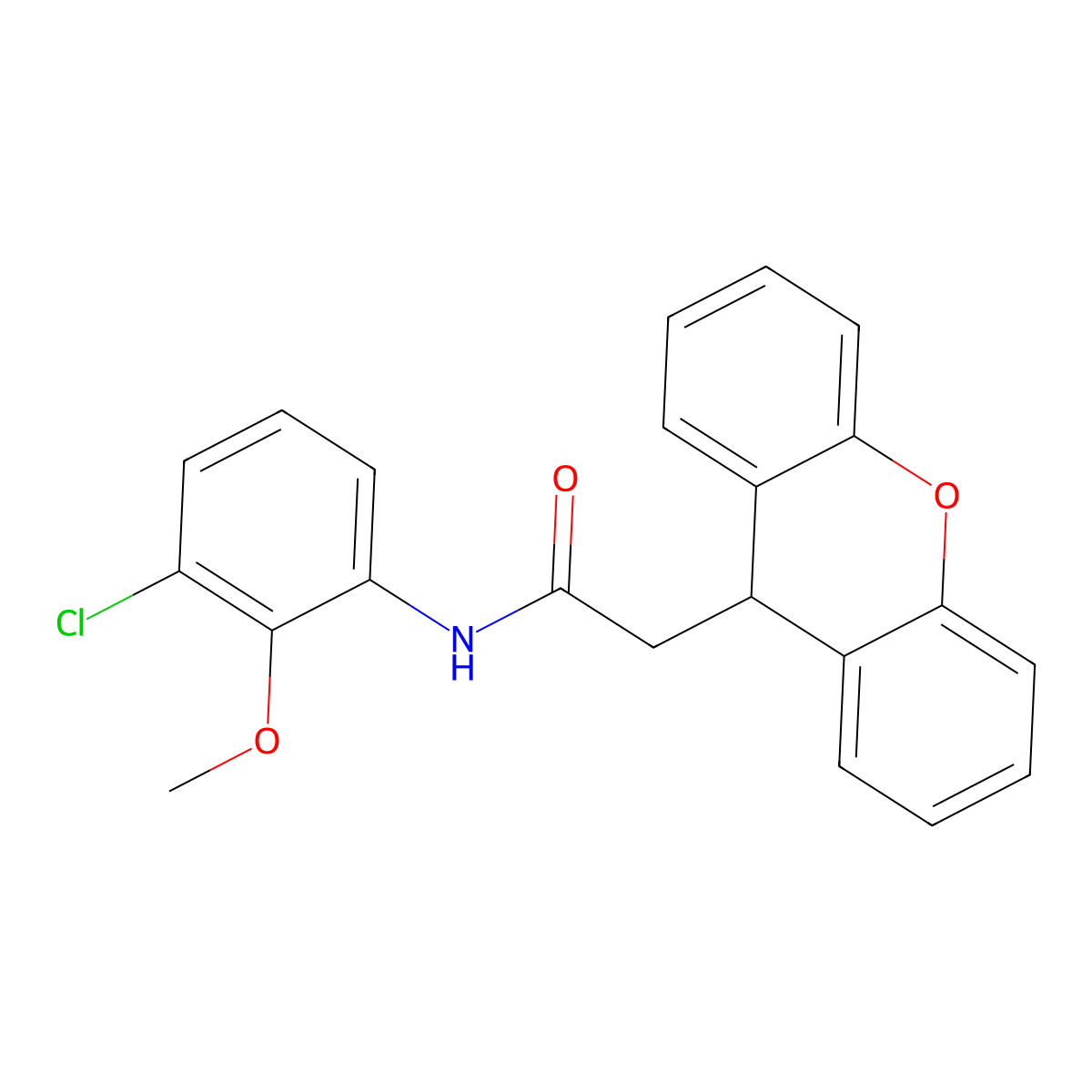 N-(3-chloro-2-methoxyphenyl)-2-(9H-xanthen-9-yl)acetamide molecular structure, CAS 725704-27-8