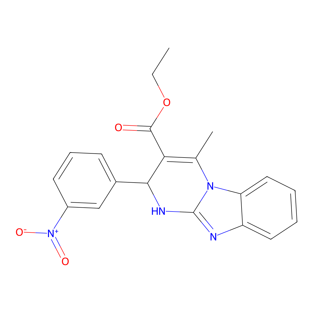 Ethyl 4-methyl-2-(3-nitrophenyl)-1,2-dihydropyrimido[1,2-a]benzimidazole-3-carboxylate molecular structure, CAS 725704-38-1