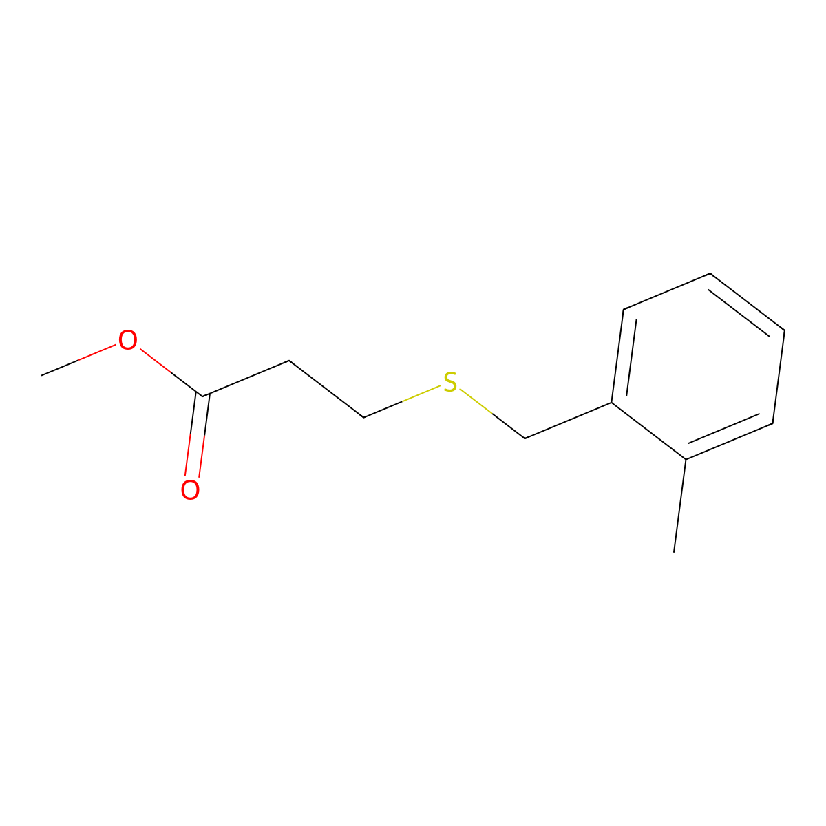 Methyl 3-[(2-methylbenzyl)sulfanyl]propanoate molecular structure, CAS 725705-29-3