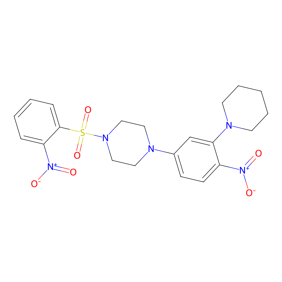 1-[(2-Nitrophenyl)sulfonyl]-4-[4-nitro-3-(piperidin-1-yl)phenyl]piperazine molecular structure, CAS 725705-52-2