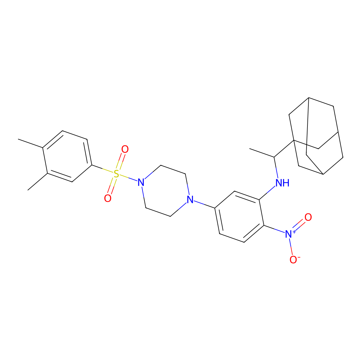 5-{4-[(3,4-dimethylphenyl)sulfonyl]piperazin-1-yl}-2-nitro-N-[1-(tricyclo[3.3.1.1~3,7~]dec-1-yl)ethyl]aniline molecular structure, CAS 725705-57-7