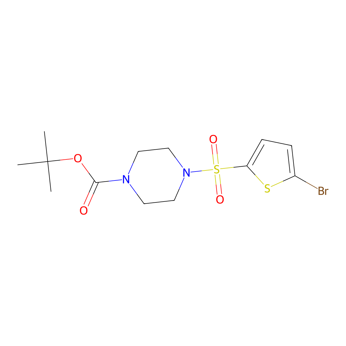 Tert-butyl 4-[(5-bromothiophen-2-yl)sulfonyl]piperazine-1-carboxylate molecular structure, CAS 725705-92-0