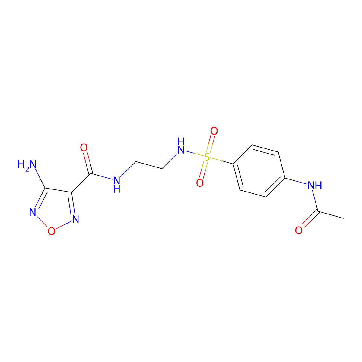 N-[2-[(4-acetamidophenyl)sulfonylamino]ethyl]-4-amino-1,2,5-oxadiazole-3-carboxamide molecular structure, CAS 725706-30-9