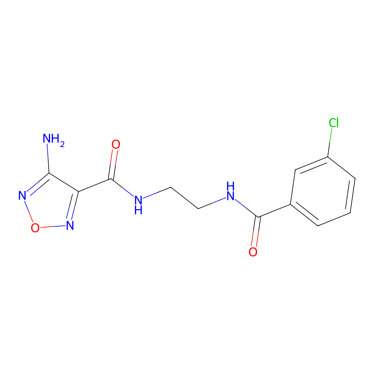 4-amino-N-[2-[(3-chlorobenzoyl)amino]ethyl]-1,2,5-oxadiazole-3-carboxamide molecular structure, CAS 725706-36-5