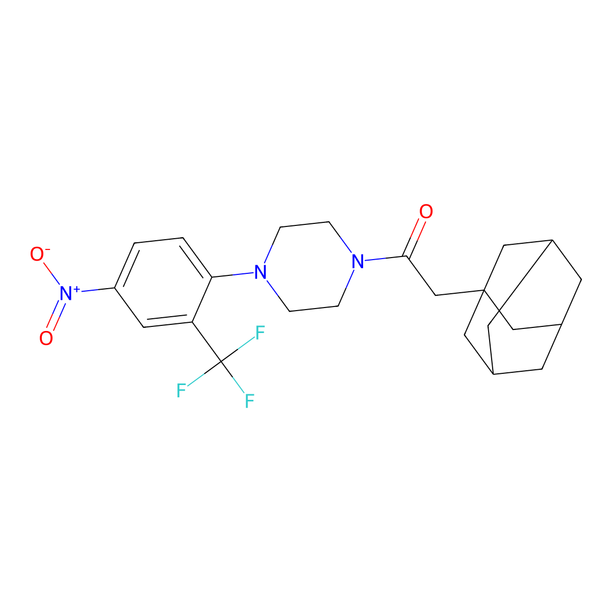 2-(1-Adamantyl)-1-[4-[4-nitro-2-(trifluoromethyl)phenyl]piperazin-1-yl]ethanone molecular structure, CAS 725706-37-6