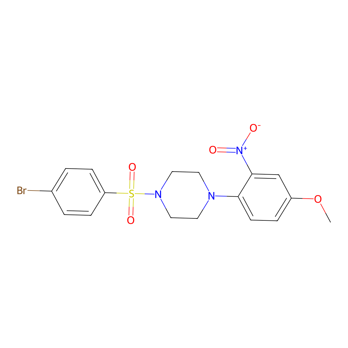 1-(4-Bromophenyl)sulfonyl-4-(4-methoxy-2-nitrophenyl)piperazine molecular structure, CAS 725706-41-2