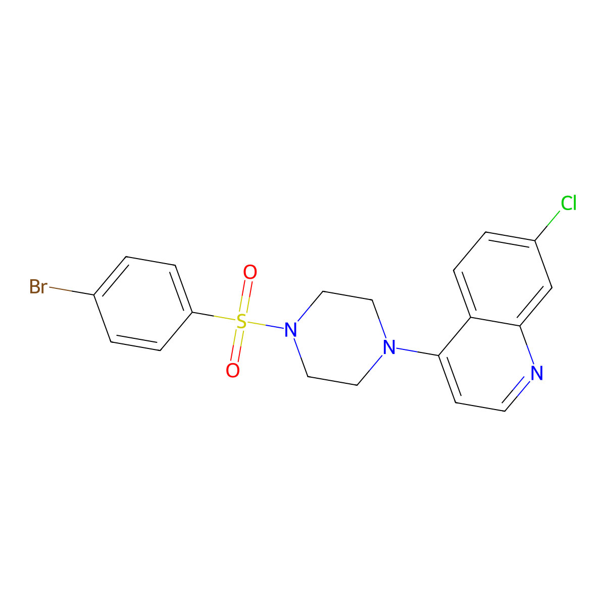 4-{4-[(4-Bromophenyl)sulfonyl]piperazin-1-yl}-7-chloroquinoline molecular structure, CAS 725706-44-5