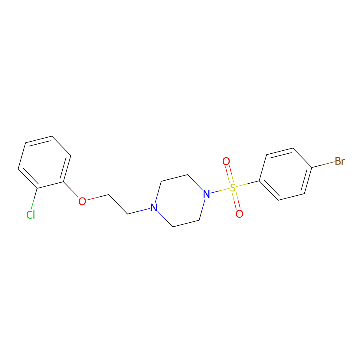 1-(4-Bromophenyl)sulfonyl-4-[2-(2-chlorophenoxy)ethyl]piperazine molecular structure, CAS 725706-46-7