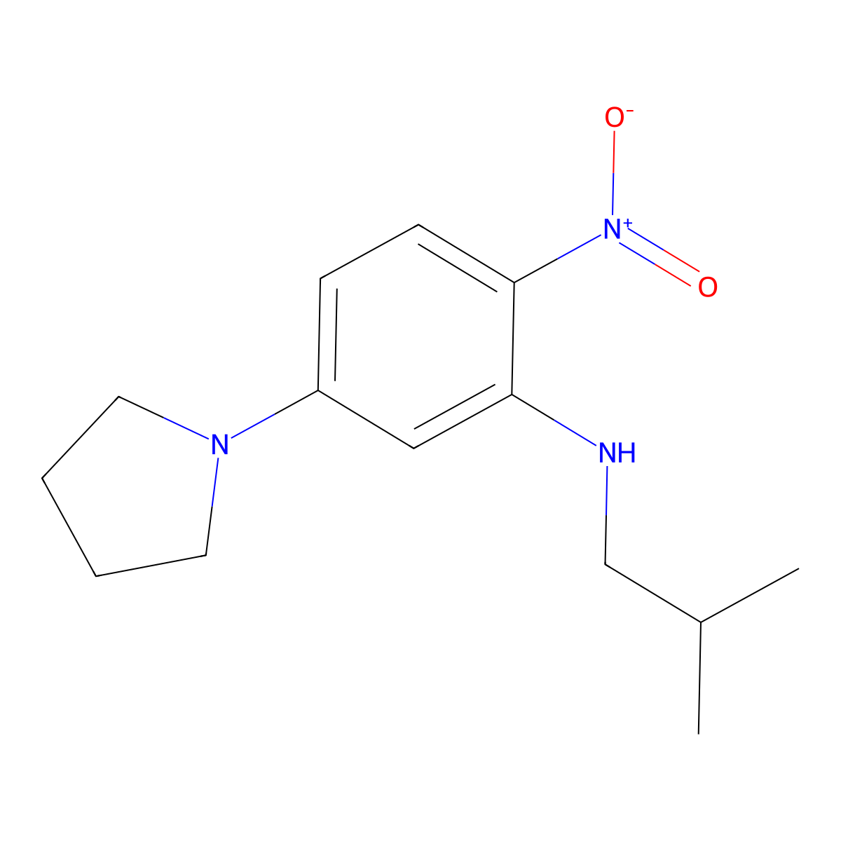 N-(2-methylpropyl)-2-nitro-5-pyrrolidin-1-ylaniline molecular structure, CAS 725706-49-0