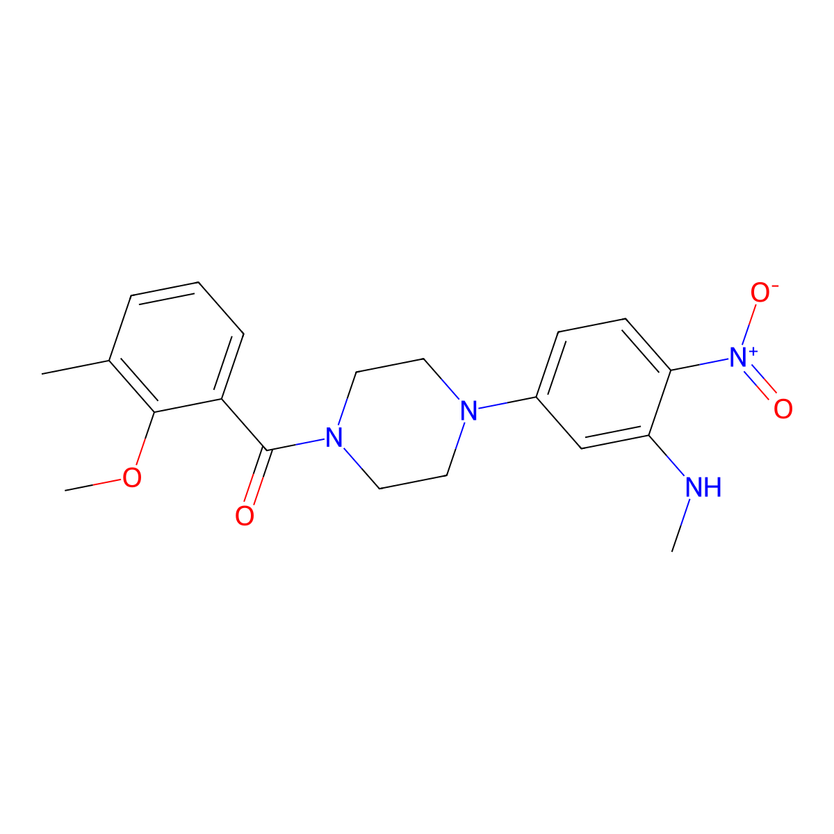 (2-Methoxy-3-methylphenyl)-[4-[3-(methylamino)-4-nitrophenyl]piperazin-1-yl]methanone molecular structure, CAS 725706-57-0