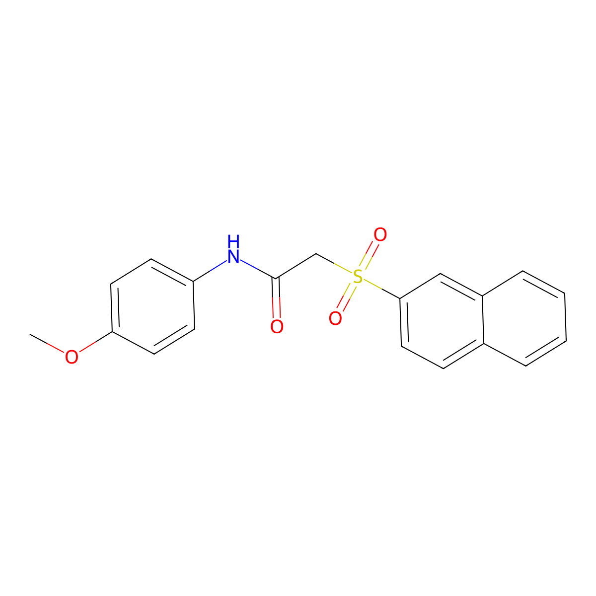 N-(4-methoxyphenyl)-2-naphthalen-2-ylsulfonylacetamide molecular structure, CAS 725706-69-4