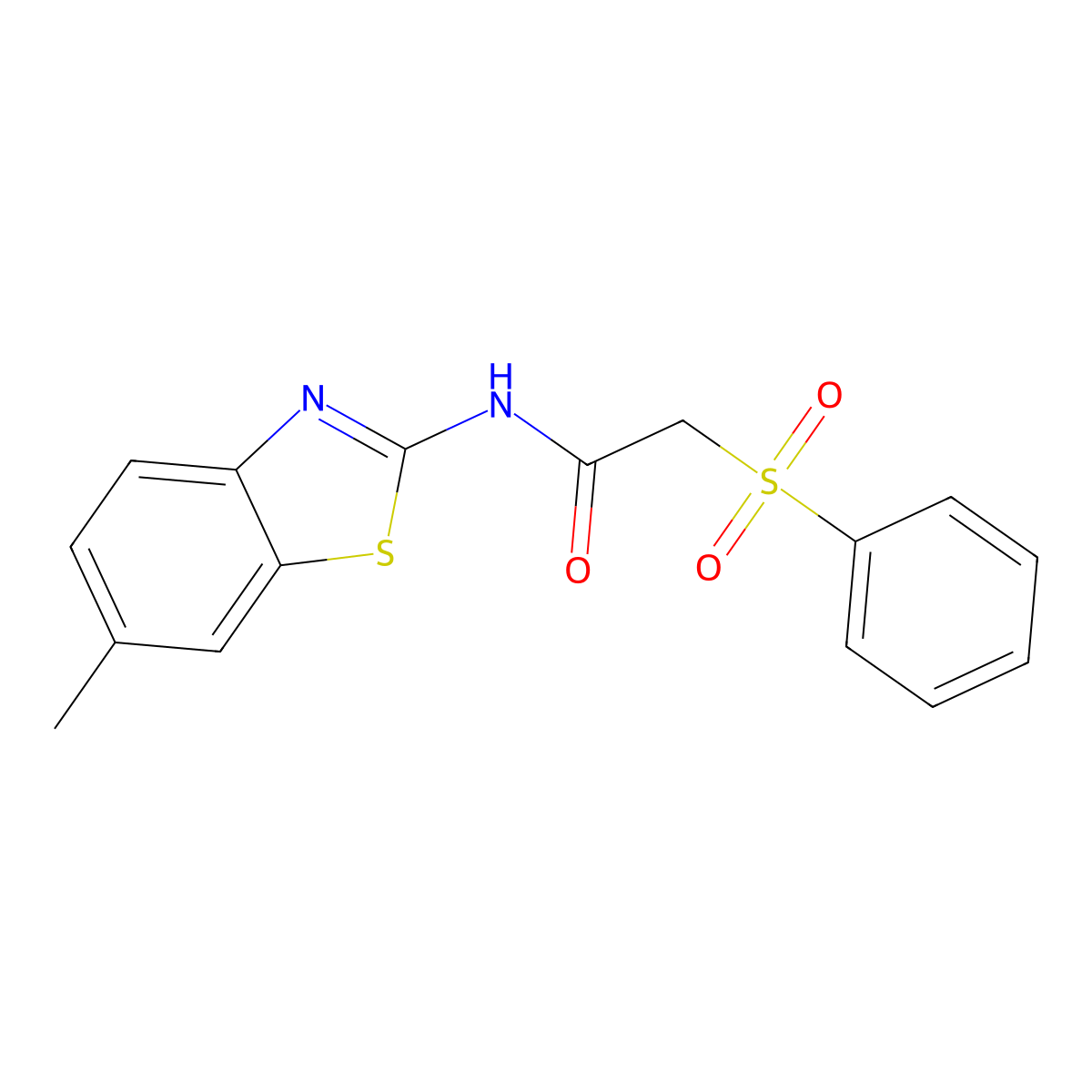 2-(benzenesulfonyl)-N-(6-methyl-1,3-benzothiazol-2-yl)acetamide molecular structure, CAS 725706-88-7
