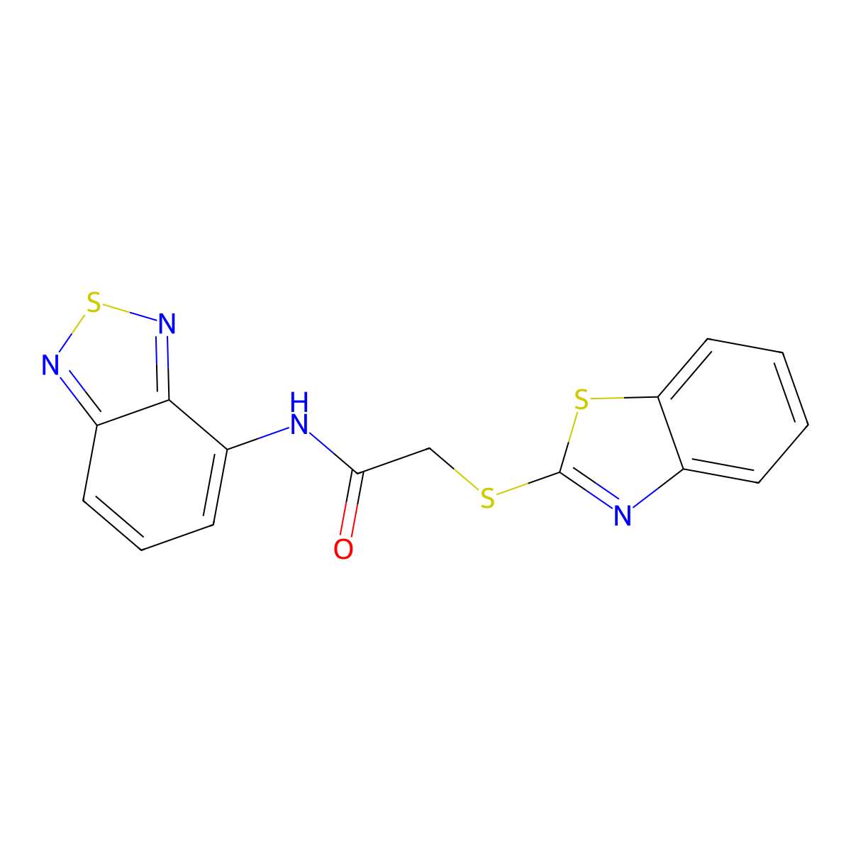 N-(2,1,3-benzothiadiazol-4-yl)-2-(1,3-benzothiazol-2-ylsulfanyl)acetamide molecular structure, CAS 725707-07-3