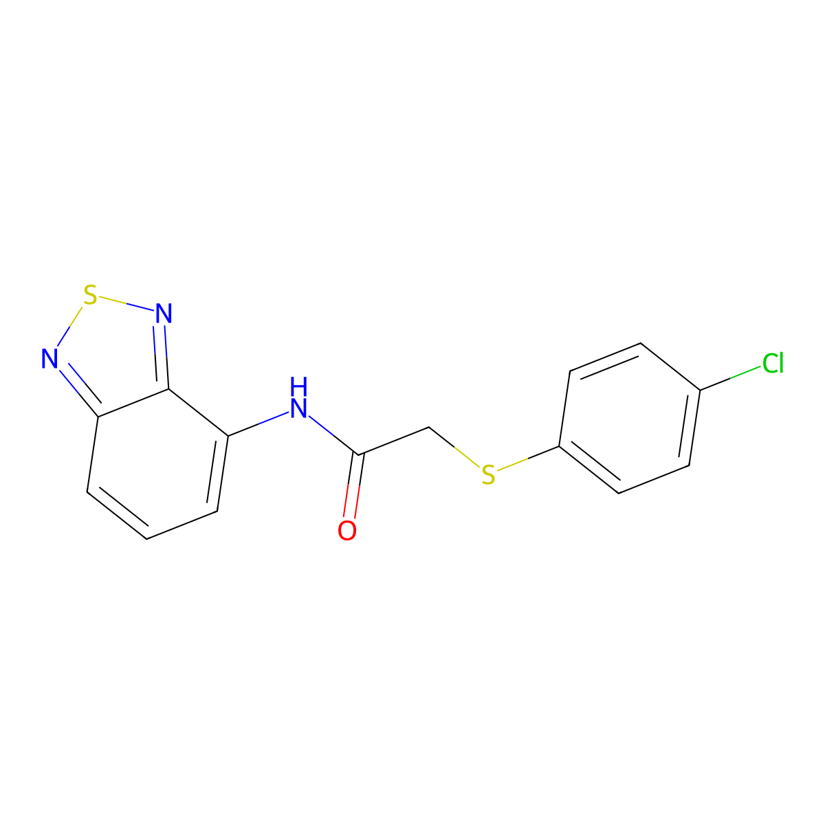 N-(2,1,3-benzothiadiazol-4-yl)-2-(4-chlorophenyl)sulfanylacetamide molecular structure, CAS 725707-08-4
