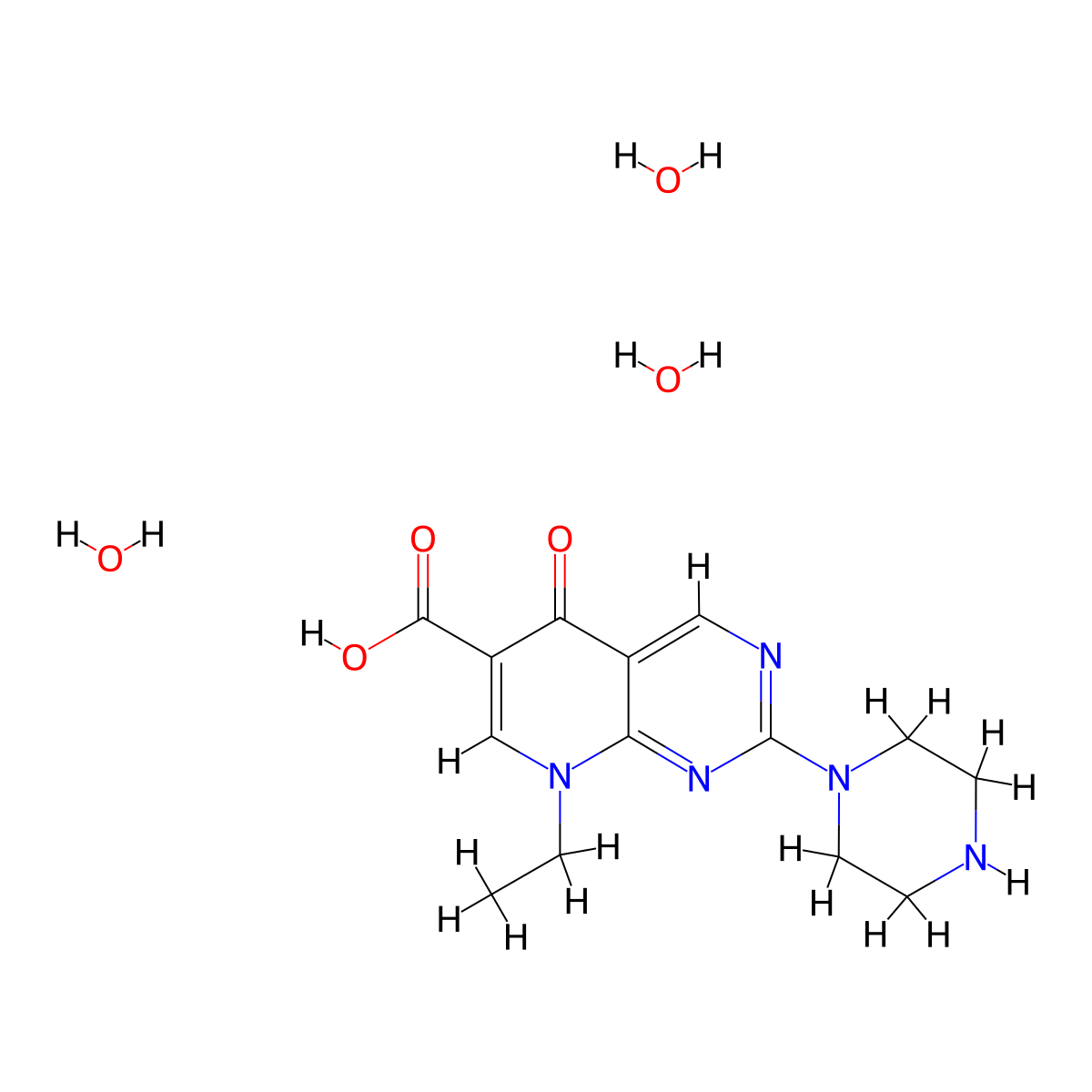 Pipemidic acid trihydrate molecular structure, CAS 72571-82-5