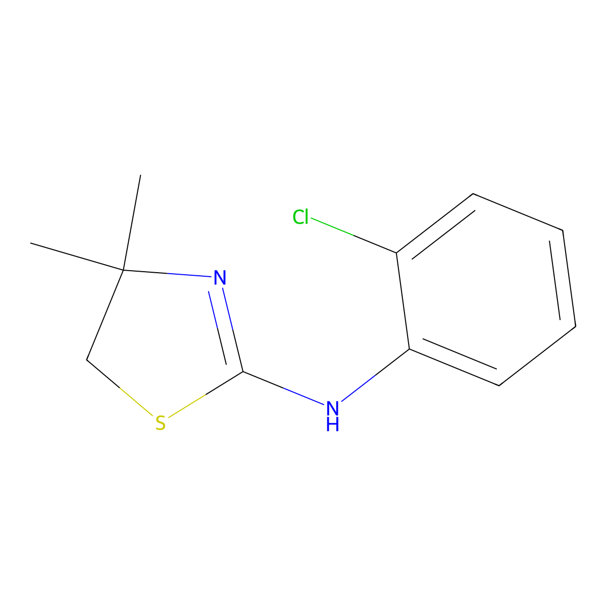 N-(2-chlorophenyl)-4,4-dimethyl-4,5-dihydro-1,3-thiazol-2-amine molecular structure, CAS 725710-46-3