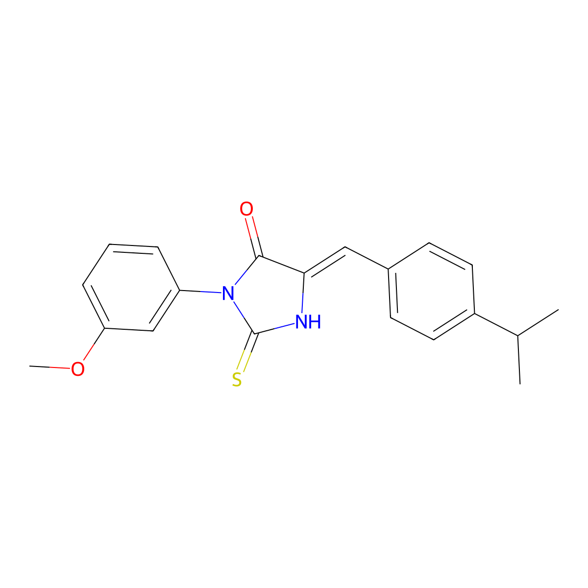 3-(3-Methoxyphenyl)-5-{[4-(propan-2-yl)phenyl]methylidene}-2-sulfanylideneimidazolidin-4-one molecular structure, CAS 725710-48-5
