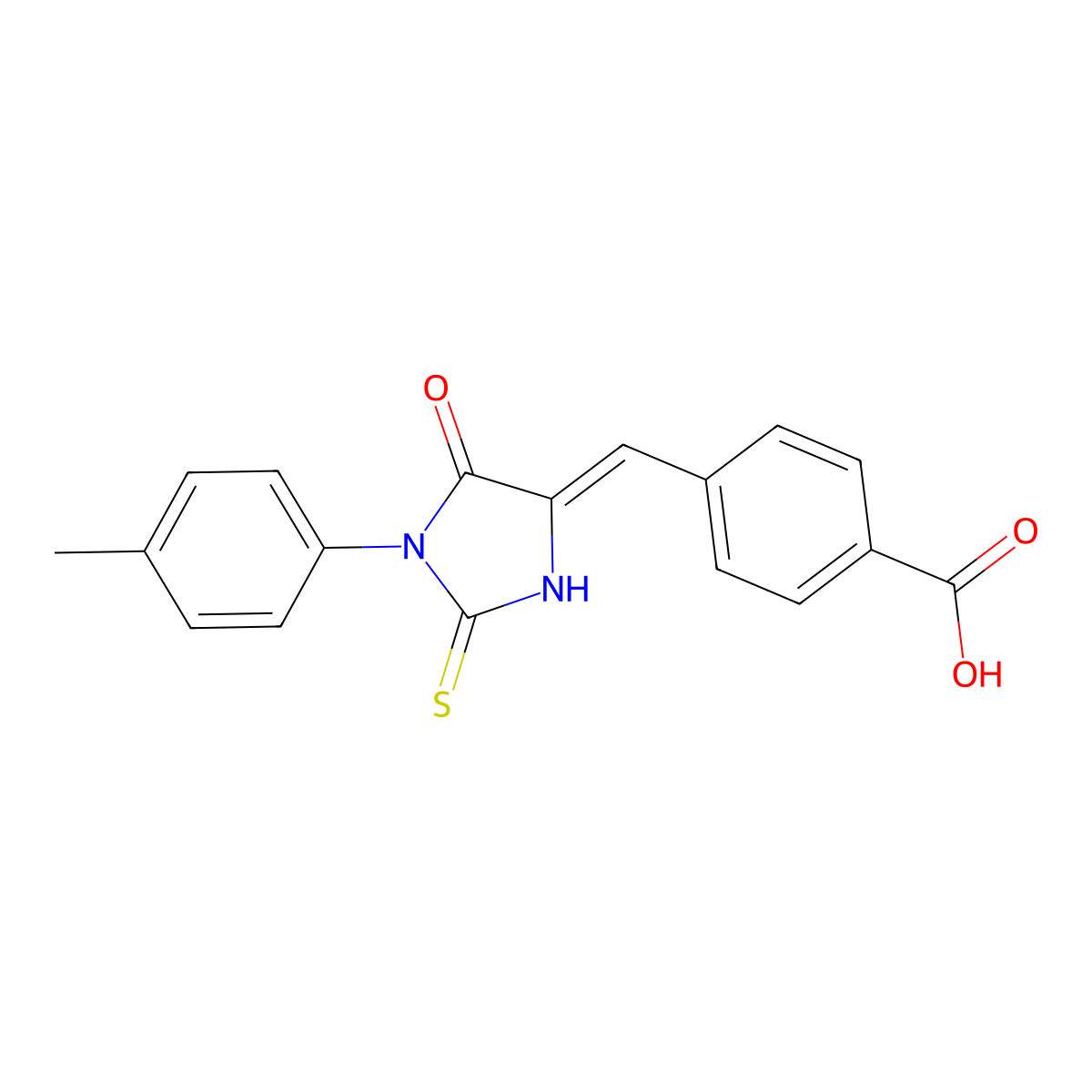 4-{[1-(4-Methylphenyl)-5-oxo-2-sulfanylideneimidazolidin-4-ylidene]methyl}benzoic acid molecular structure, CAS 725710-50-9