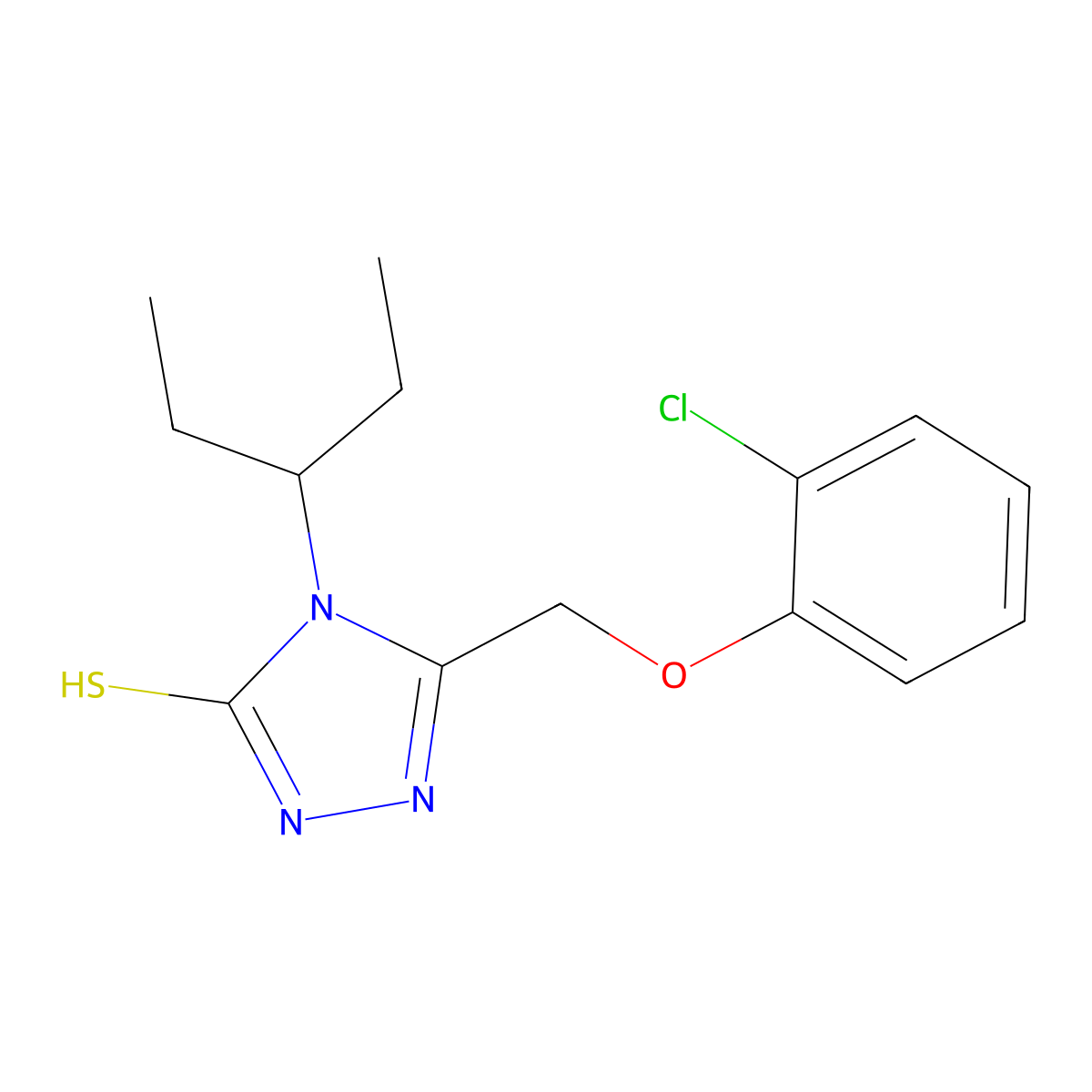 5-(2-chlorophenoxymethyl)-4-(pentan-3-yl)-4H-1,2,4-triazole-3-thiol molecular structure, CAS 725710-58-7