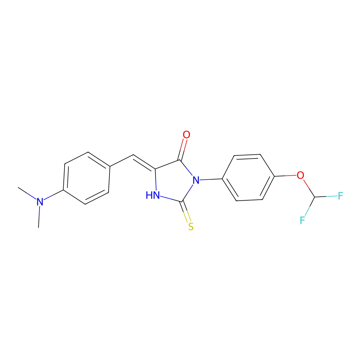 3-[4-(Difluoromethoxy)phenyl]-5-{[4-(dimethylamino)phenyl]methylidene}-2-sulfanylideneimidazolidin-4-one molecular structure, CAS 725710-59-8