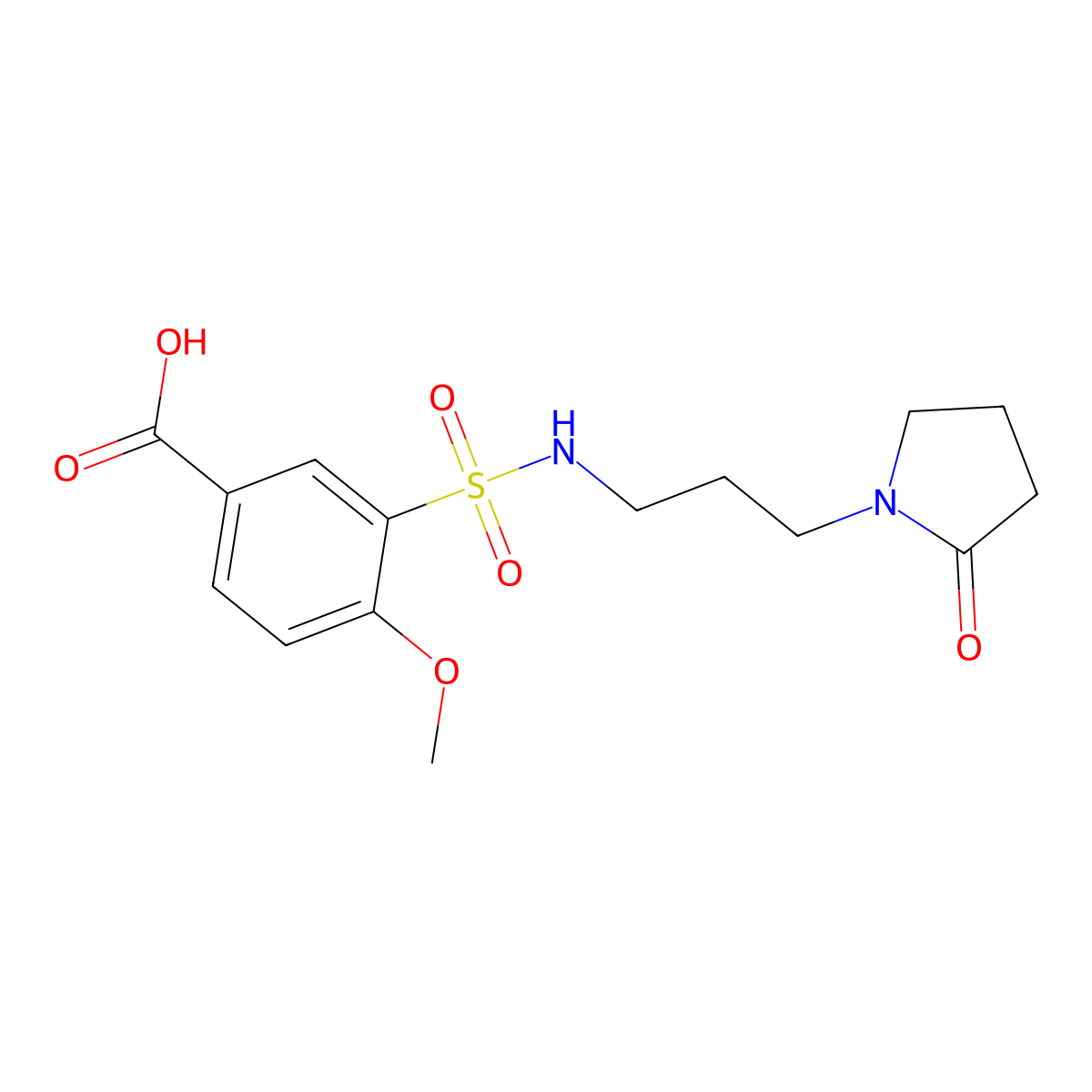 4-Methoxy-3-{[3-(2-oxopyrrolidin-1-yl)propyl]sulfamoyl}benzoic acid molecular structure, CAS 725710-62-3